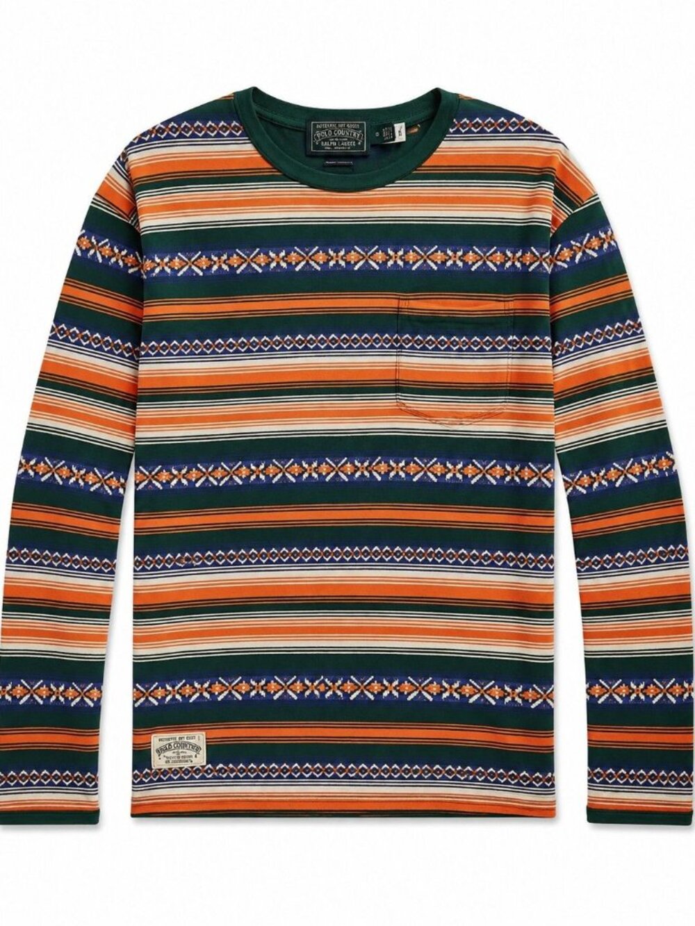Polo Country Ralph Lauren Men's M Striped Long Sleeve Shirt Green Orange Classic